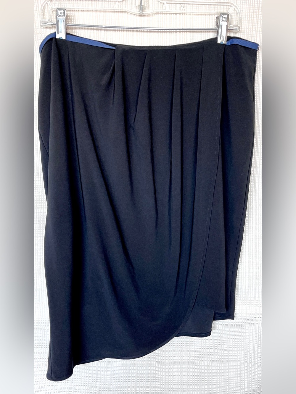 Tahari Cross-Drape Martina Martina Black Skirt Ribbon Waist Trim
